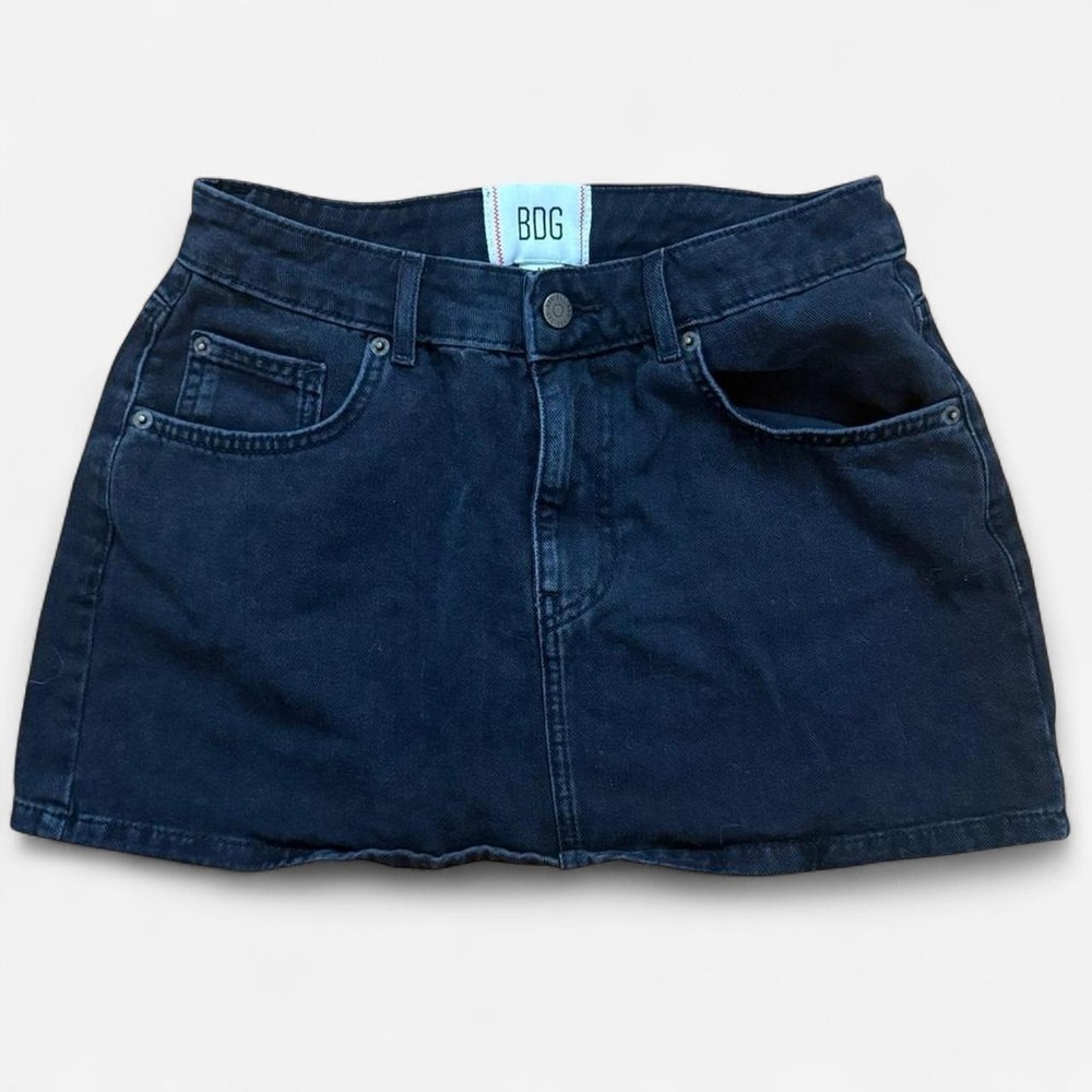 BDG Black Denim Mini Skirt Skate Style Y2K Grunge Womens Medium 5-Pocket